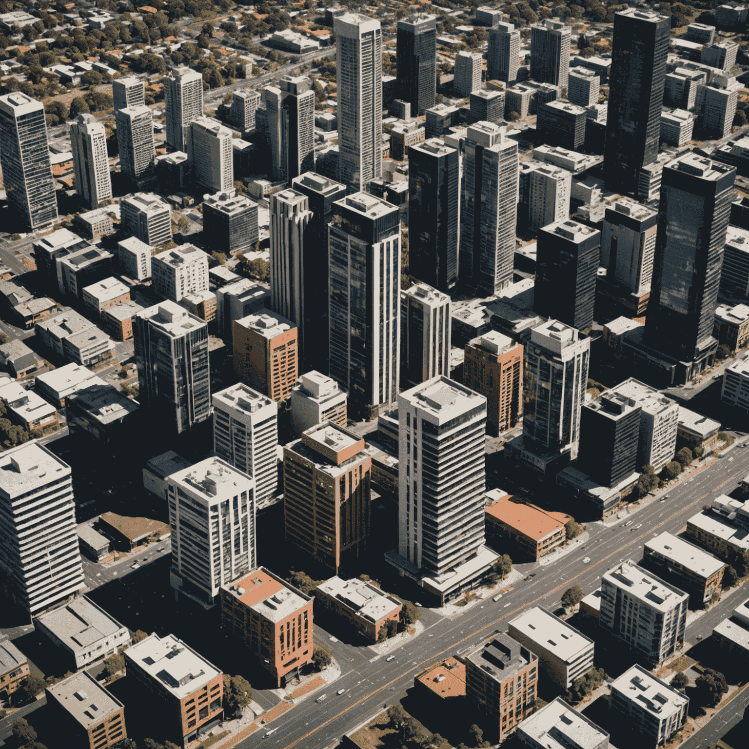 A modern Australian cityscape with a mix of residential and commercial buildings, showcasing the diverse real estate investment opportunities