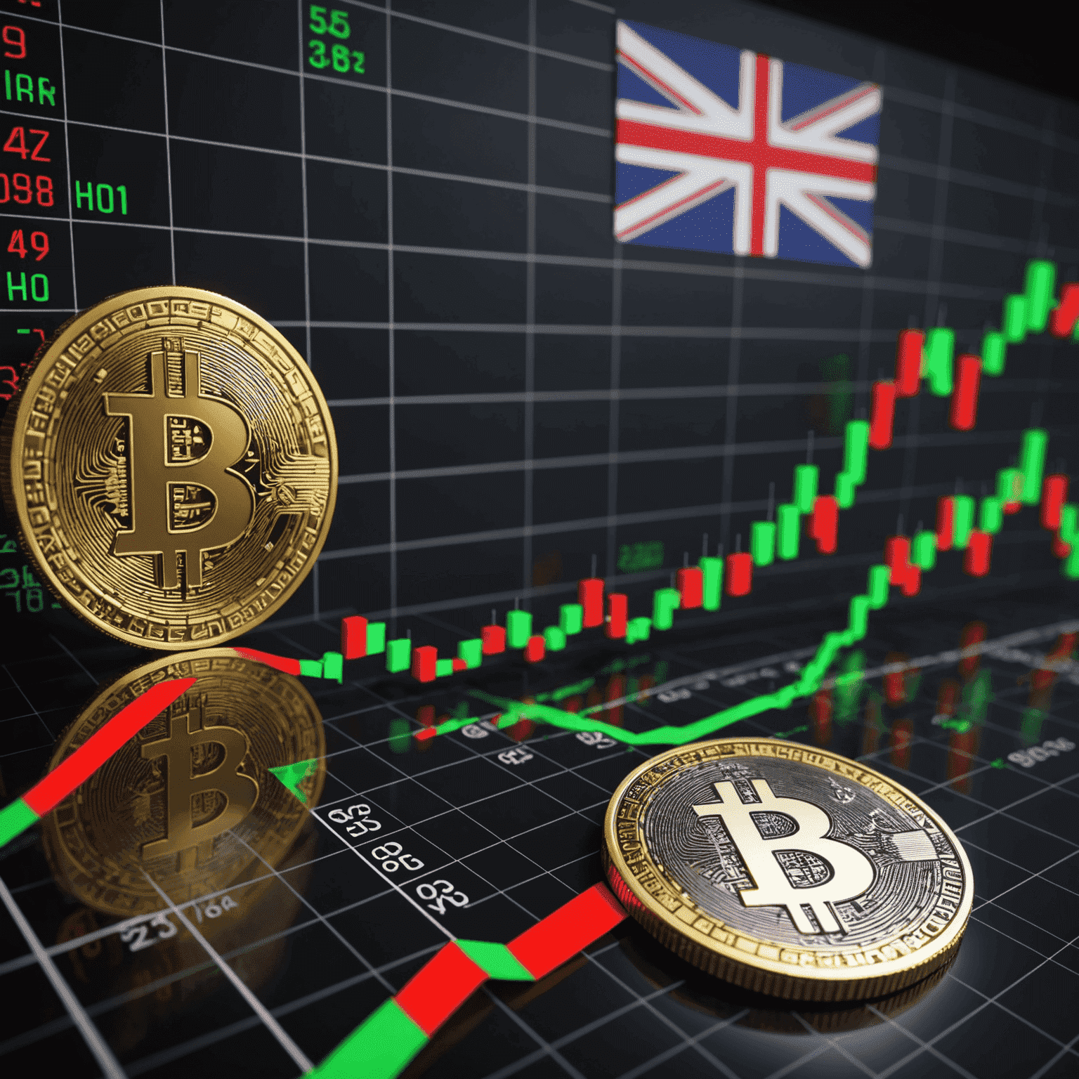 Graph showing rising market trends with Australian dollar symbols and stock tickers